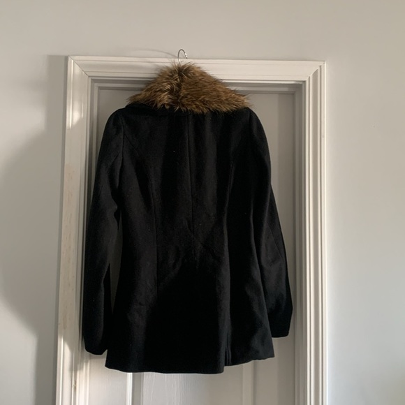 Black faux fur jacket blazer size S removable‎ fur black brown classic elegant - Picture 12 of 12
